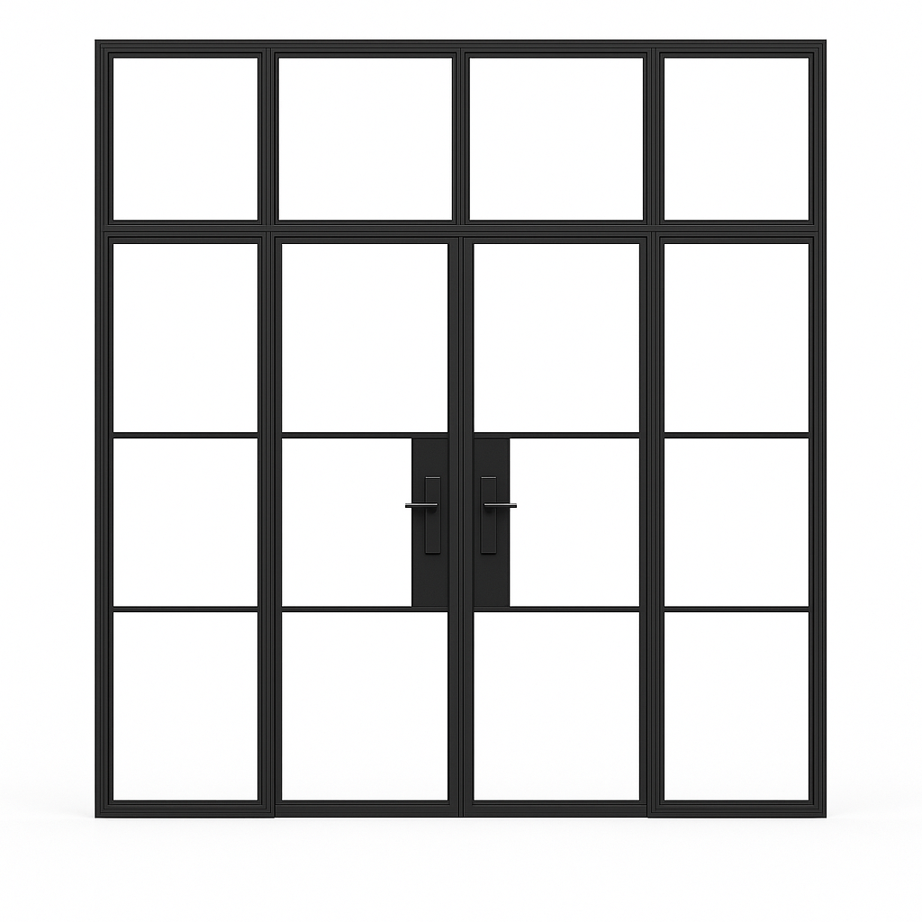 steel doors with glass panels