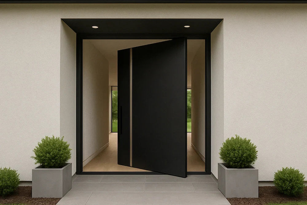 Modern black iron door