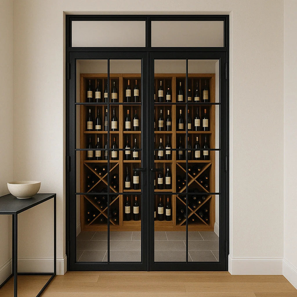 Steel interior door with glass